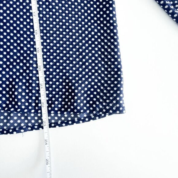 Reitmans Womens Blouse Long Sleeve Ruffled Polka Dots Blue Medium - Picture 5 of 9